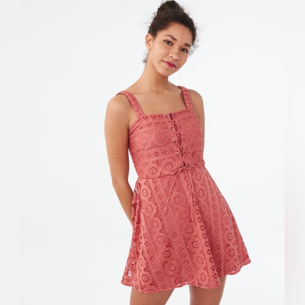 Aeropostale Square neck Lace corset fit &flare dress